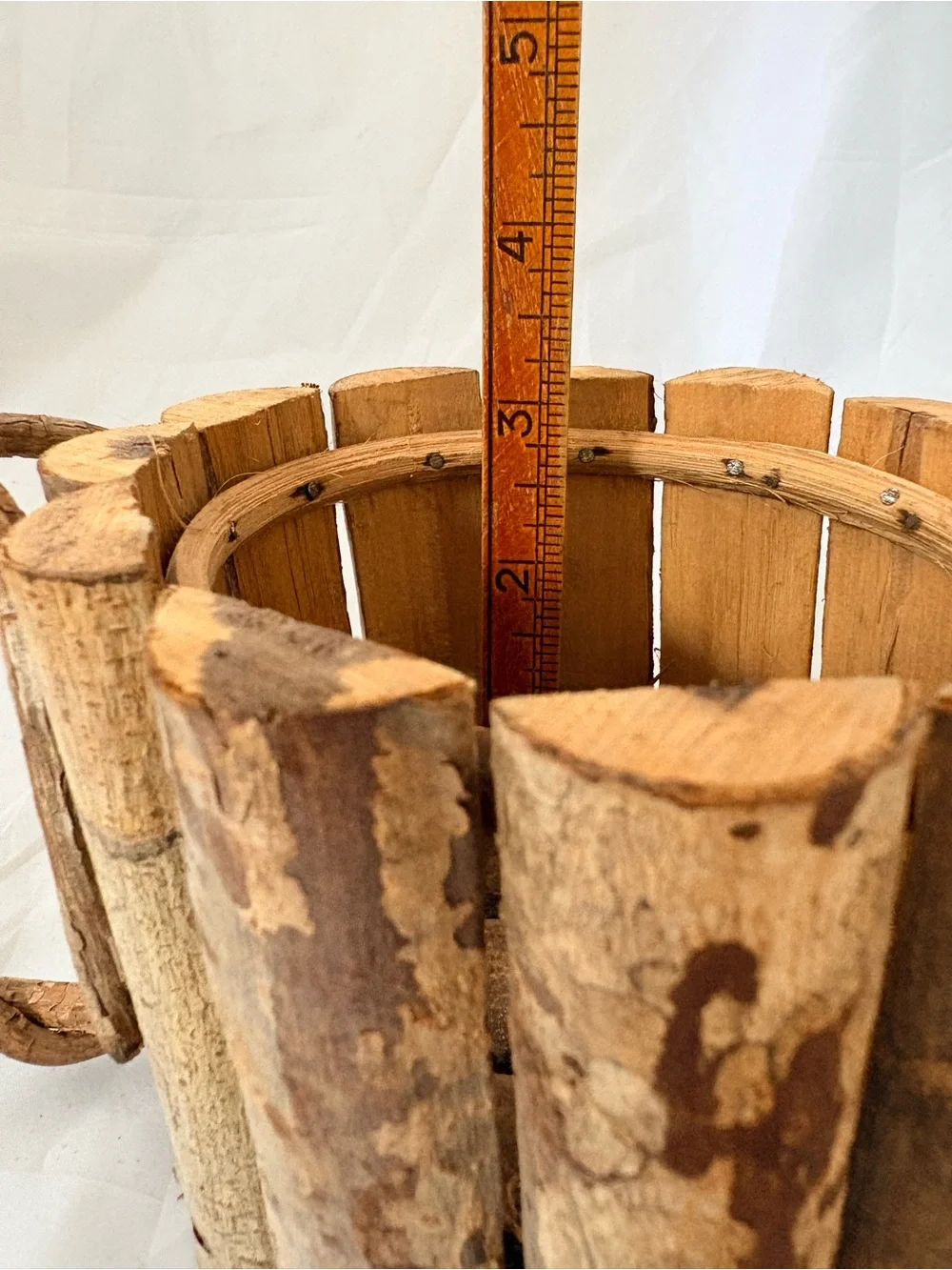 Rustic Birch Wood Watering Can Planter - Brown